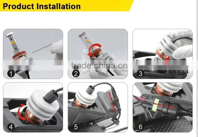 hi lo beam auto led headlight 4500lm h4 auto bulb high power