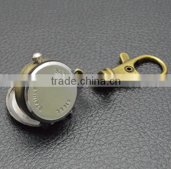 custom key chain watch with retro metal bronzed chain spider pocket watch