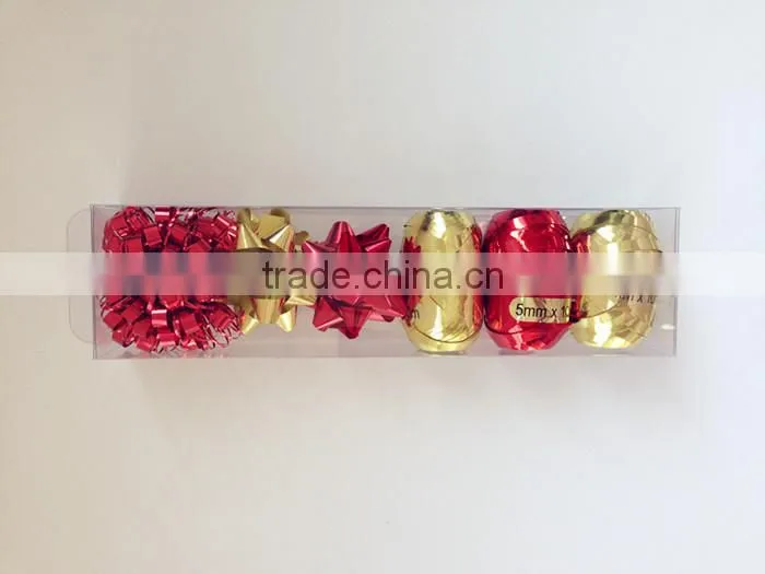 2016 New Design High Quality Gift Decorative Set/ star bows and matte metallic curly ribbons