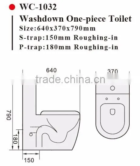 One-piece Washdown Watermark Toilet S/P Trap Back to Wall with GEBERIT or R&T Flush Valve Australian WELS WC-1036