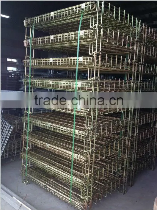 Wire mesh container with front drop gate