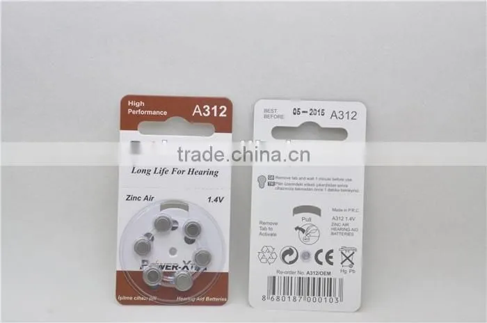 hearing aid battery A312 A10 A675 A13 1.4V coin cell