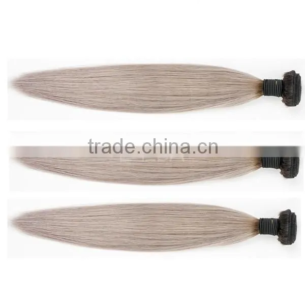 New Arrival brazilian straight 3pcs/lot ombre silver grey hair weaving 1b/gray two tone Brazilian Virgin human hair extensions