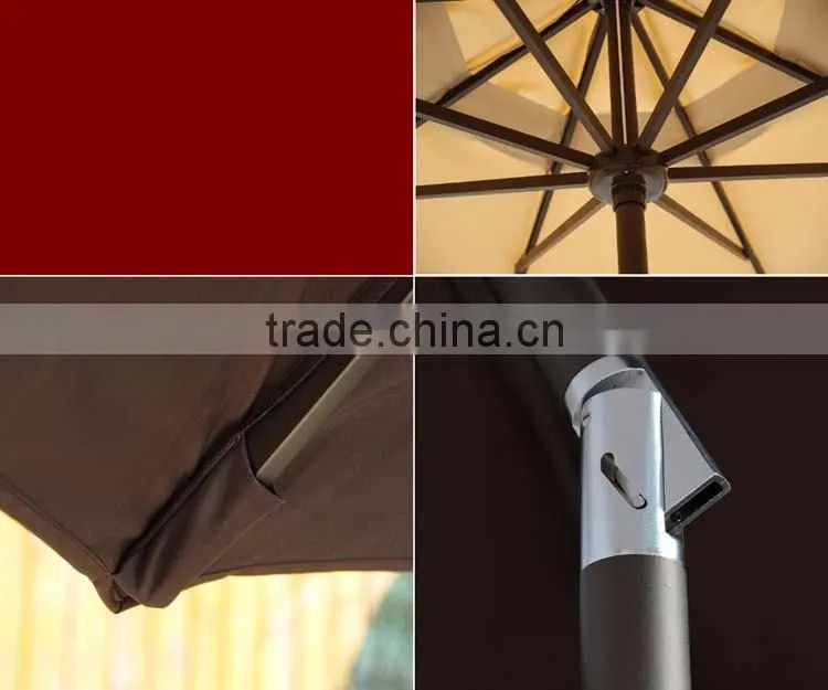 Outdoor Market Aluminum Umbrella With Auto Tilt And Crank Folding Patio Garden Umbrella