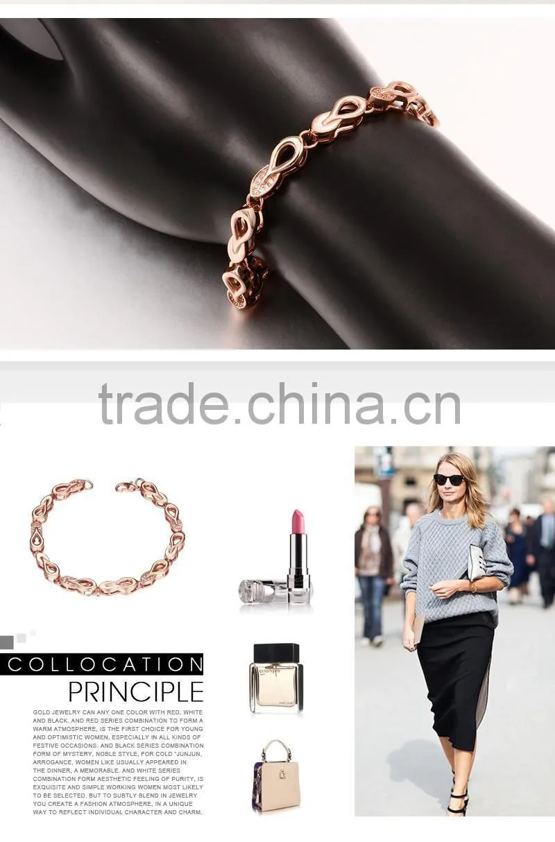 Exquisite fashion 18k rose gold jewellery bracelet hand chain for men