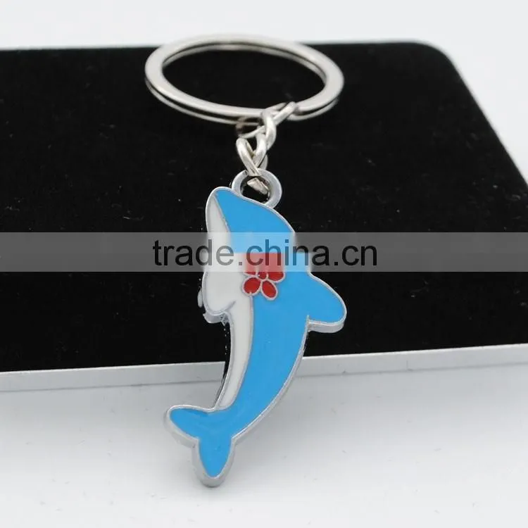 2016 Wholesale Popular Lovely Animal Colorful Metal Dolphin Keychain