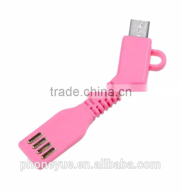 newest super flexible silicone key chain key-shape usb cable micro usb cable