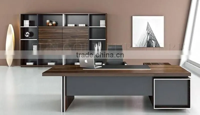 Modern luxury office u shape desks,computer table with bookshelf (SZ-ODB355)