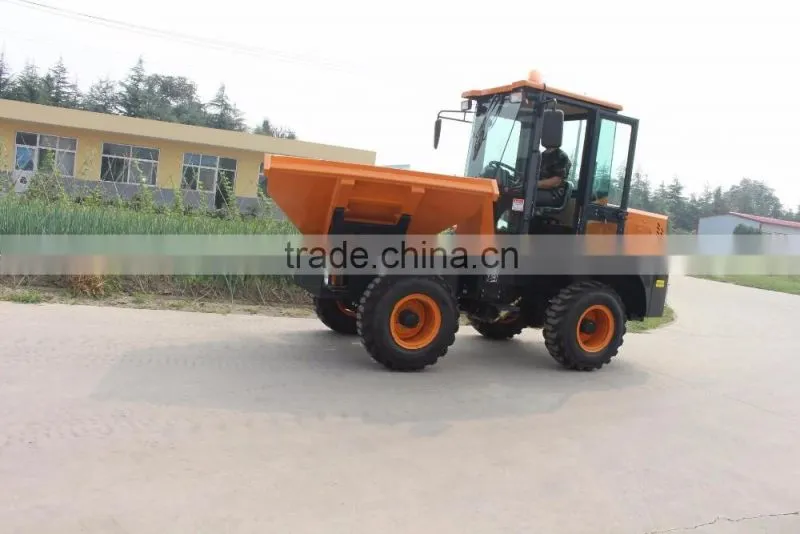 3ton site dumper with rotary bucket,1.5cbm capacity cabin A/C