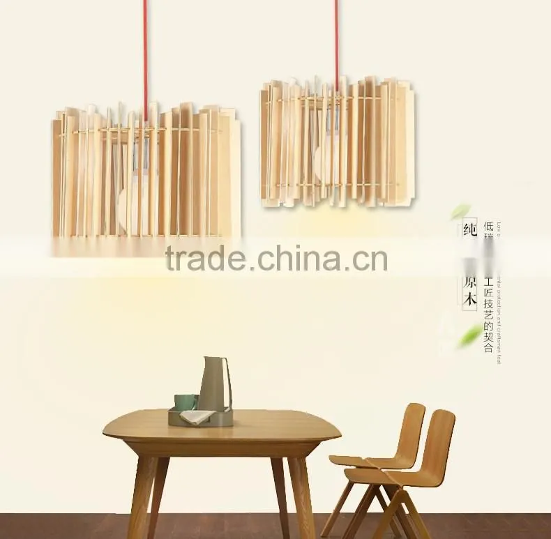 Wooden LED pendant light JK-8005B-04 round wooden e27 lamp holders pendant lamp with Japanese-style light bulb for living room l