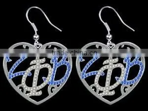 Zeta phi beta heat crystal earrings trend greek varsity jewelry 2016 cheap wholesale