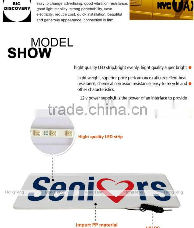 Led taxi top light box taxi top ads box slim taxi box
