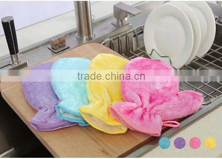 Kitchen Gloves Custom Made Wood Fiber Cleaning Sponge Gloves