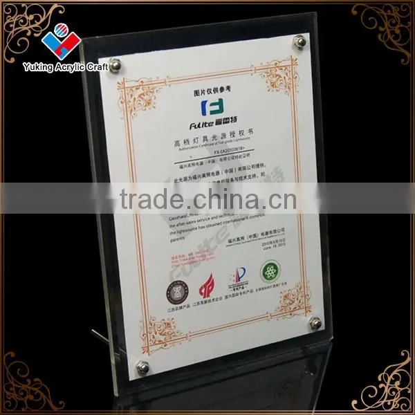 Promotional acrylic transparent photo frame with metal screw
