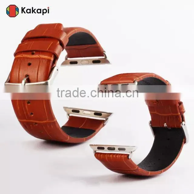 Kakapi Drawing Buckle Genuine Leather Watch Band Wrist Strap With Watchband Converter For 38MM Apple Watch MT-3912