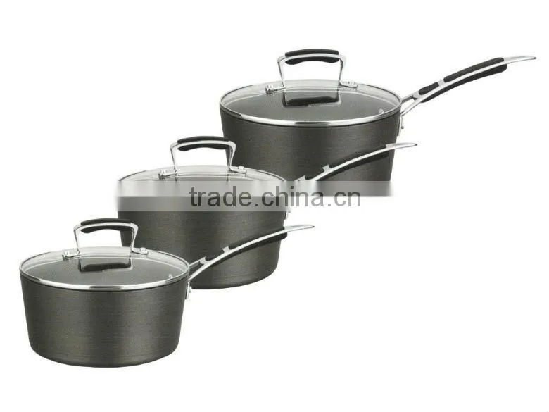 3PCS Sauce Pan Set Aluminum Hard Anodized Nostick Coating C1114