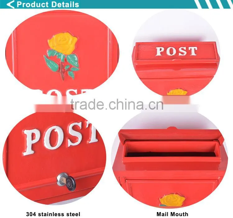 Top Quality Red Ornate Fence Aluminium In Wall letter Box letterbox