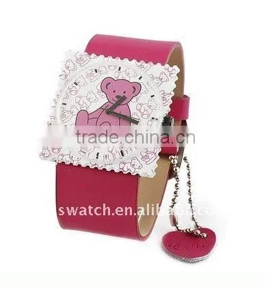 fashion cheap silicone PVC band leather band strap best price cartoon post stamp watch