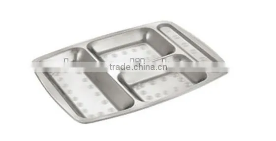 Stainless Steel 5 compartments mess tray/lunch tray