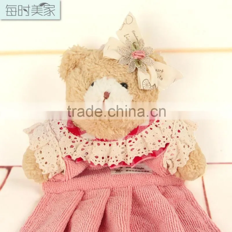Cute animal decorative hand towel with lace, girl dress microfiber hand towel