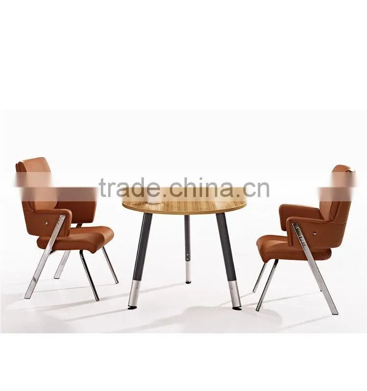 Melamine Desktop Metal Legs Round Metting Negotiating Table