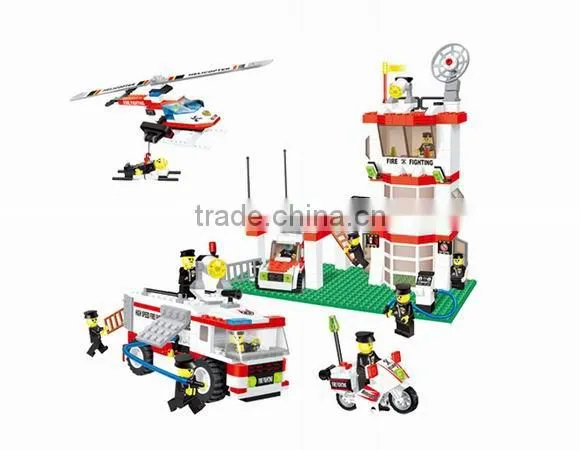 2014 large fire fighter education kids plastic blocks toys
