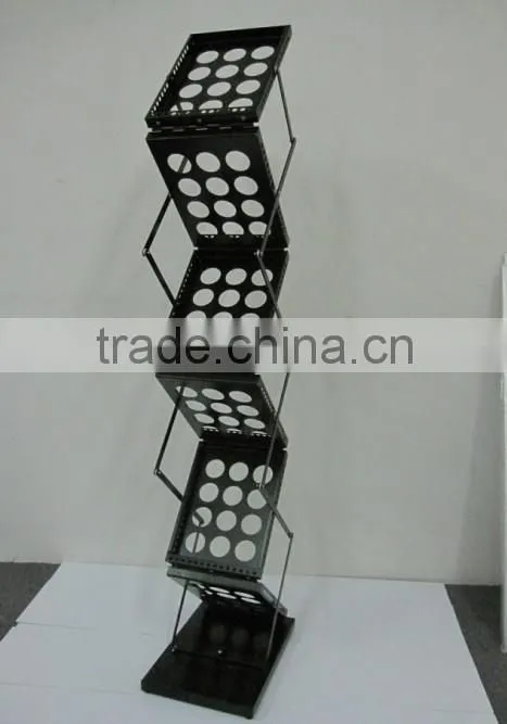 4 shelf foldable brochure holder black color