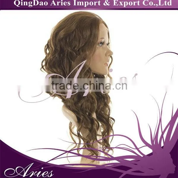 LONG WAVY LACE FRONT WIG SYNTHETIC HAIR OMBRE BLACK AND GRAY COLOR