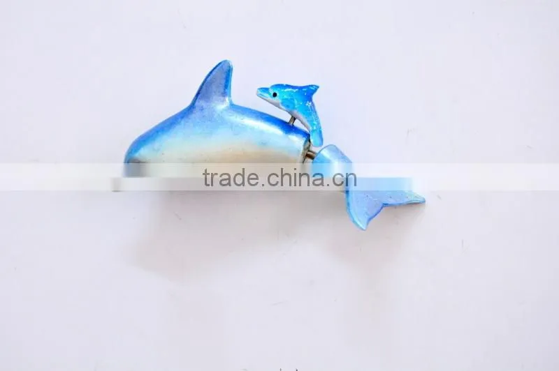 5.5 inch Plastic Pearl Powder Dolphin Fridge For Magnets, Beach Souvenir Magnet