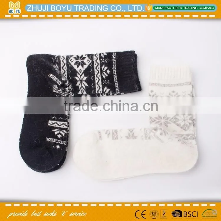 BY-161203 Hot OEM lady handmade high quality angora wool thick socks
