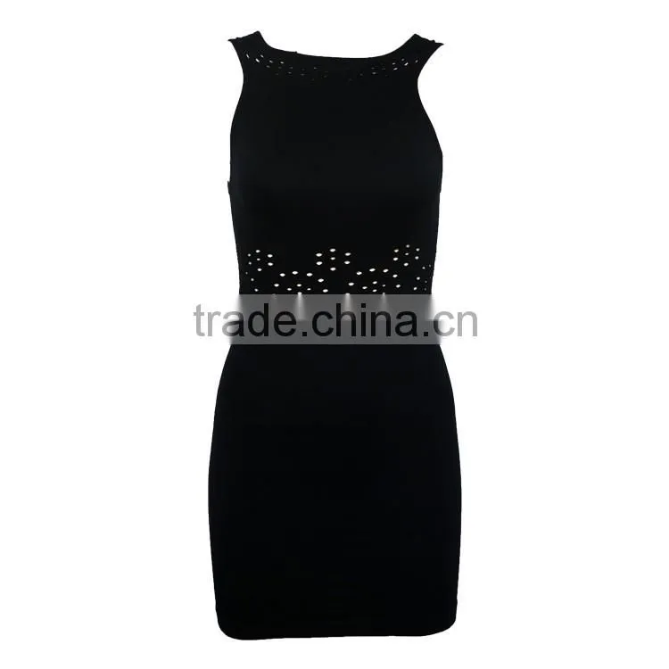 Latest Black Dress Designs Long Sleeveless Bodycon Women Dress