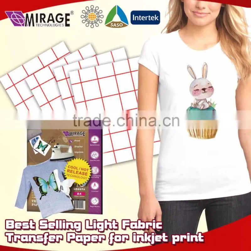 2016 Best Selling Light Fabric Transfer Paper For Inkjet Print
