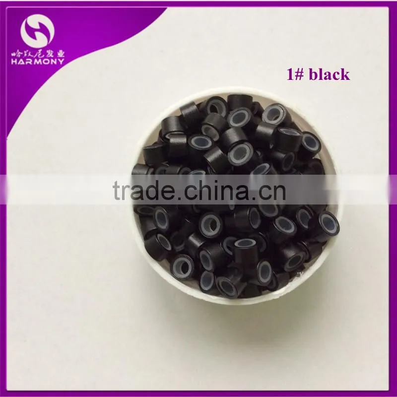 Silicone beads Micro Link Ring Beads Feather Stick Hair Extensions With Mix-Coloured beads 1000pcs 4.0mm*2.0mm*2.0mm