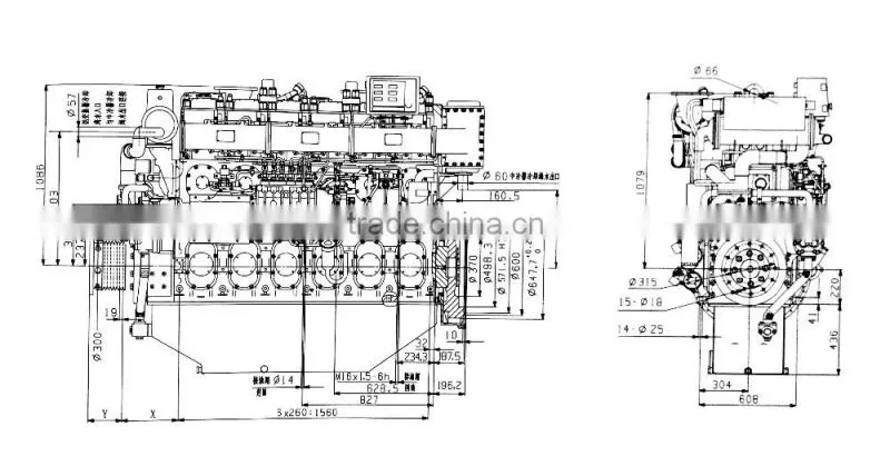 Yuchai 750kw Marine diesel engine YC6CD series