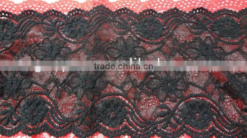tubular nylon lacing nylon spandex lace trim elastic for girls,lace curtain-APN4154y-16cm