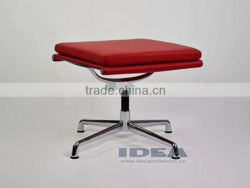 Replica Charles Management Soft Pad Lounge Chair Footstool- Red Genuine Leather