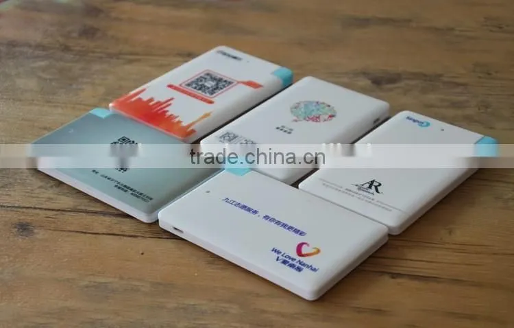 Best selling popular promotion gift powerbank charger in credit card shape with built in micro usb cable and i phone adaptor