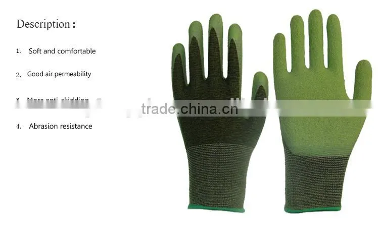 13 Gauge Bamboo Fiber Woven Crinkle Latex Rubber Work Gloves For Self Defense Safety