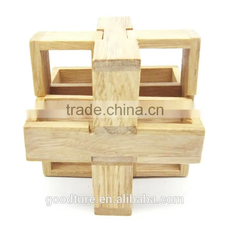 2015 Hot Sale Wooden IQ Intelligent Puzzle Magic Puzzle Kongming Lock Brain Teaser Model Number GAD1085