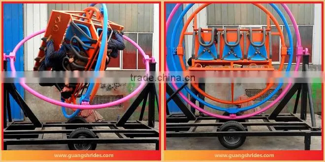 Promotional Sale ! playground carnival rides 6 seats human gyroscope trailer mounted amusement ride