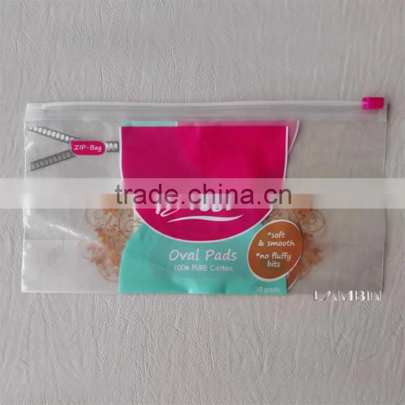 Produce self-sealing packaging zip bag for cotton pads cosmetics