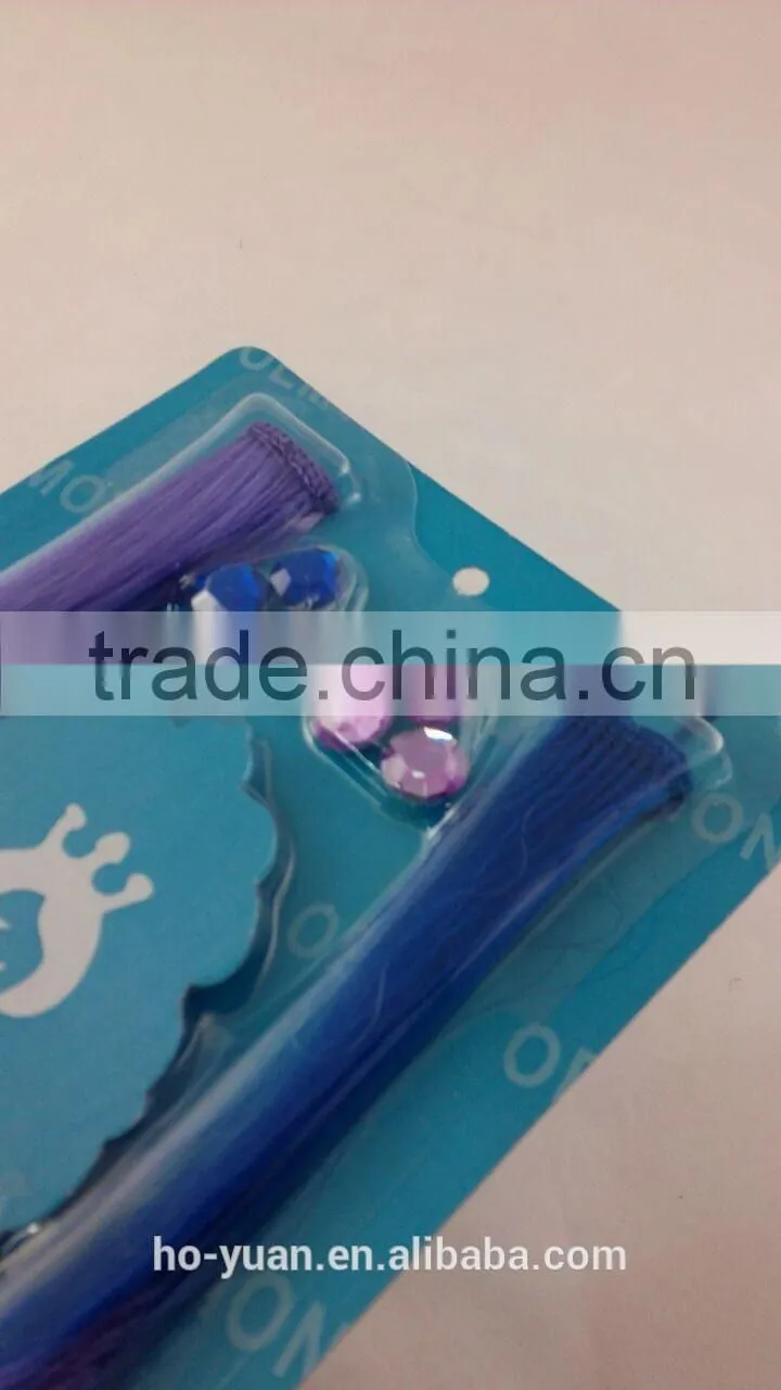 promotional gift purple wig with Velcro hair accessory strands set for girls