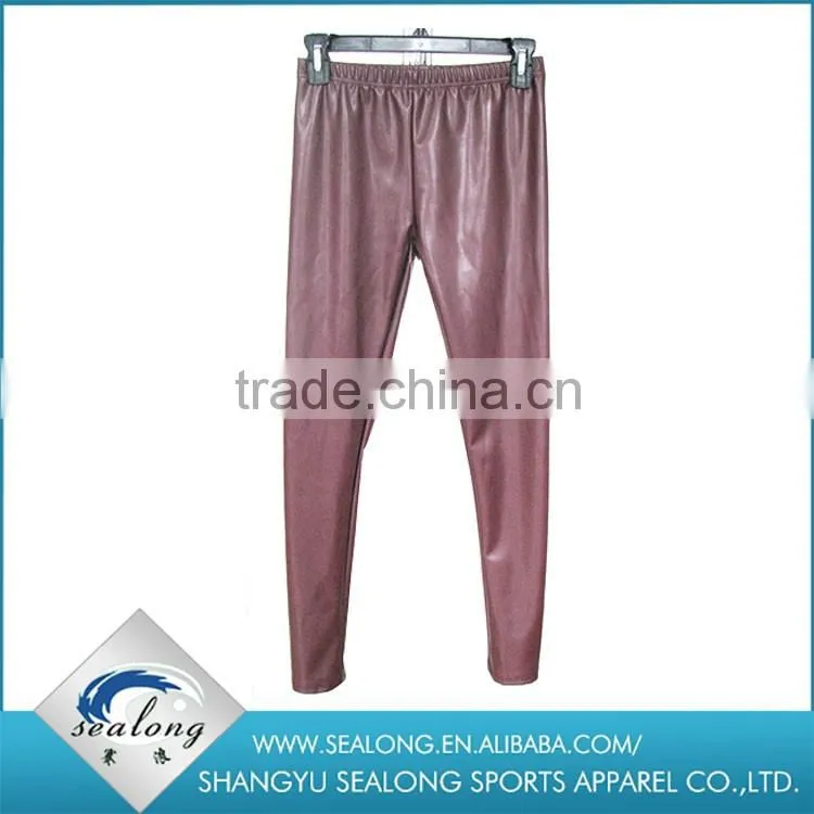 Best quality High-grade Wine red color PU Tights leggings