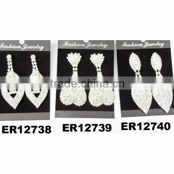 glitter design rhinestone wedding earrings