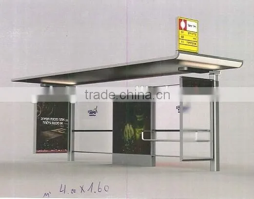 Modern Style Stainless Steel or Aluminum Bus Stop Shelter with Waiting Chair for City / Town Construction