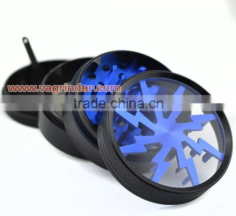 VA Lightning Grinder 2.5 Inch Herb Grinder Aluminium Golden Grinder wholesale herb grinder/CNC herba Custom Logo is Free