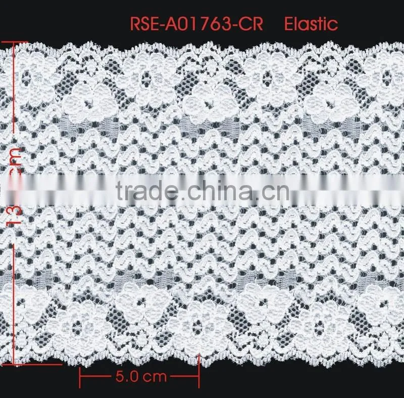 Width 13.5 Centimeter White Stretch Tape Trim Spandex Jacquard Elastic Lace