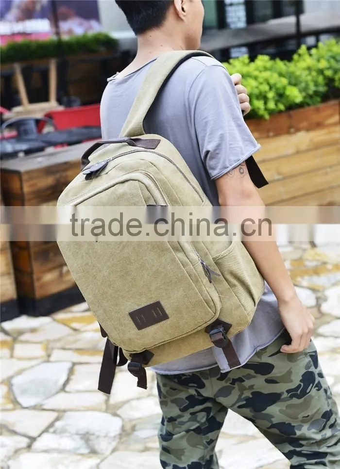 China wholesale vintage canvas backpack school bags for teenagers boys