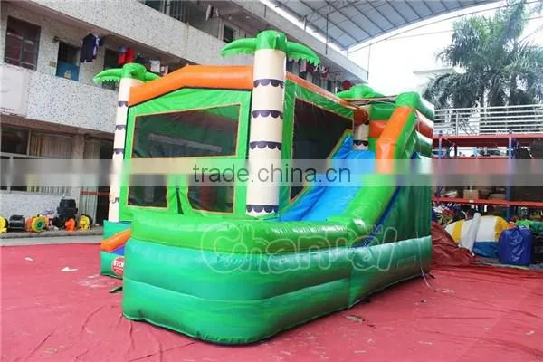 palm tree inflatable bouncy castle with water slide