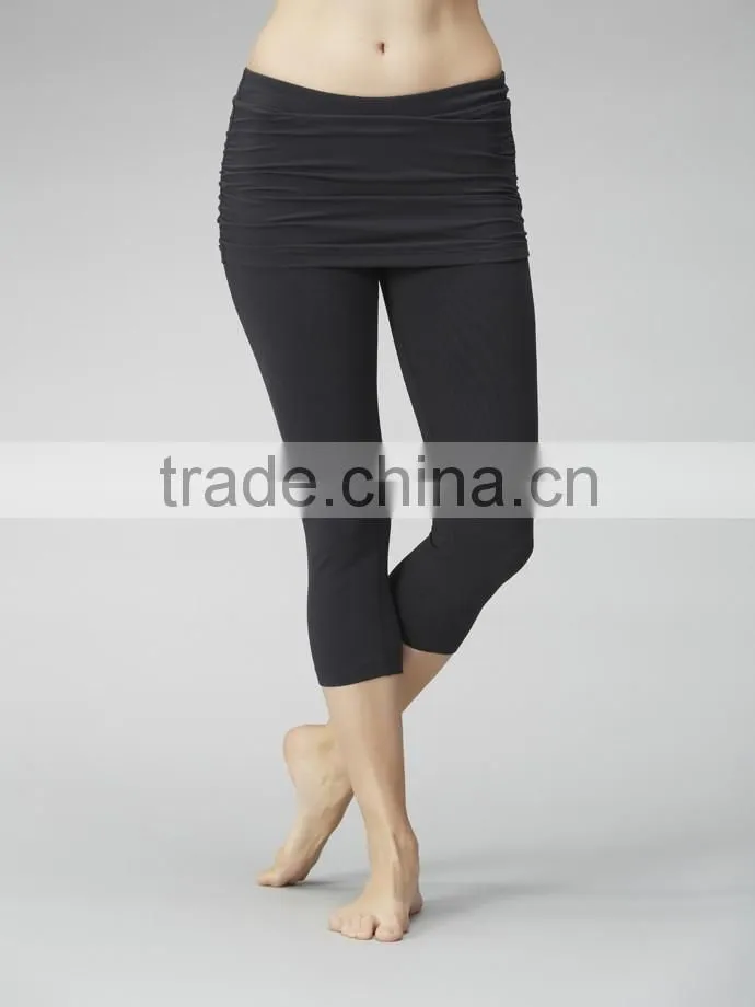 Cheap womens slim fitness wear sexy running capri with skirt wholesale